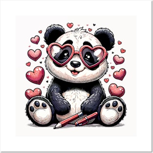 Panda Heart Glasses Cute Valentines Day Bear Animal Posters and Art